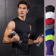 Летние мужские колготки тренировочная безрукавка для бега фитнес-йога Баскетбол эластичная быстросохнущая Йога футболка полиэстер спортивная одежда XXL