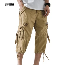 SHUJIN мужские шорты Карго повседневные летние свободные шорты с большим количеством карманов мужские спортивные хлопковые брюки из ТВИЛА