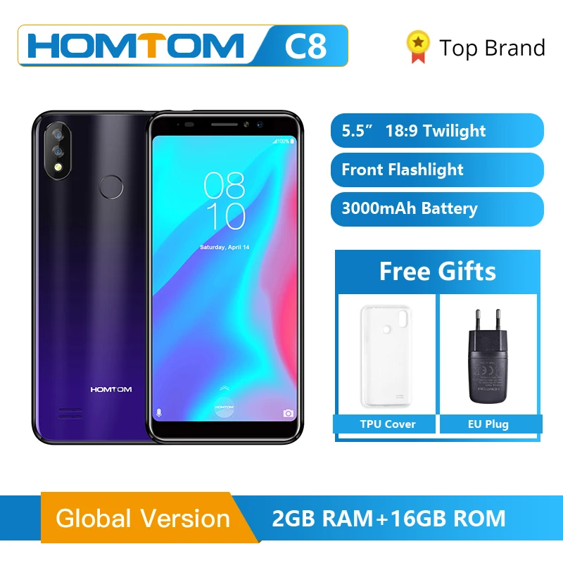Оригинальный Глобальный HOMTOM C8 Мобильный телефон 5 &quotAndroid 8 1 MT6739 четырехъядерный 2
