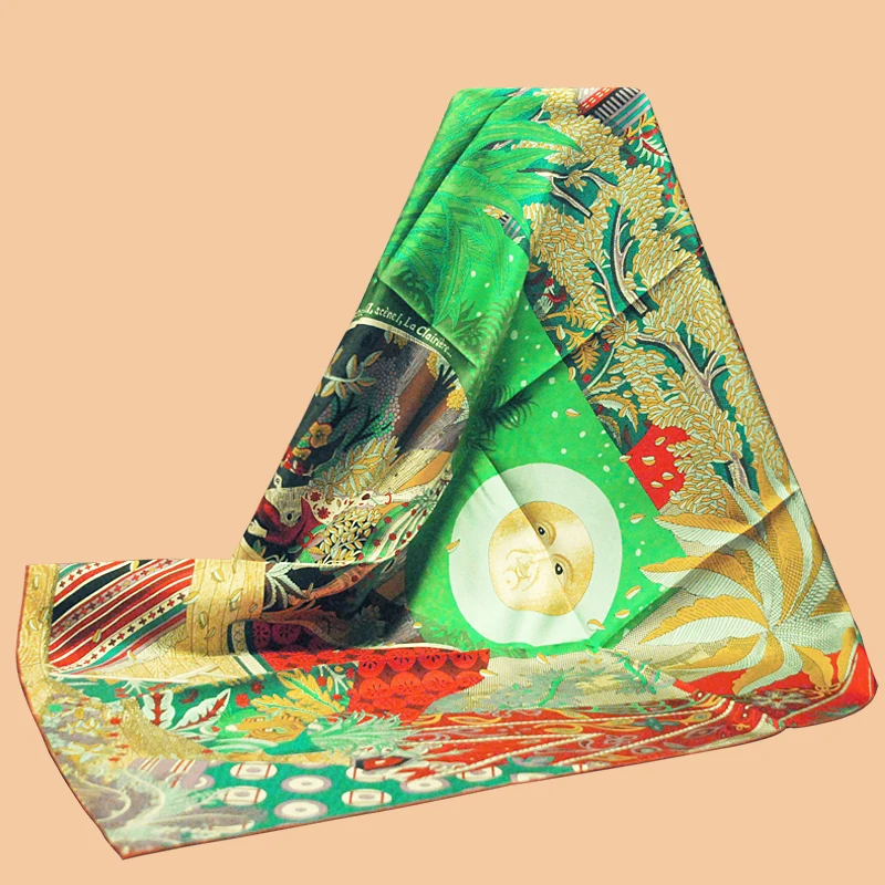 

HuaJun 2 Store|| Autumn and winter new color "Acte III, Scene I, La Clairiere" 90 silk square scarf twill inkjet scarf