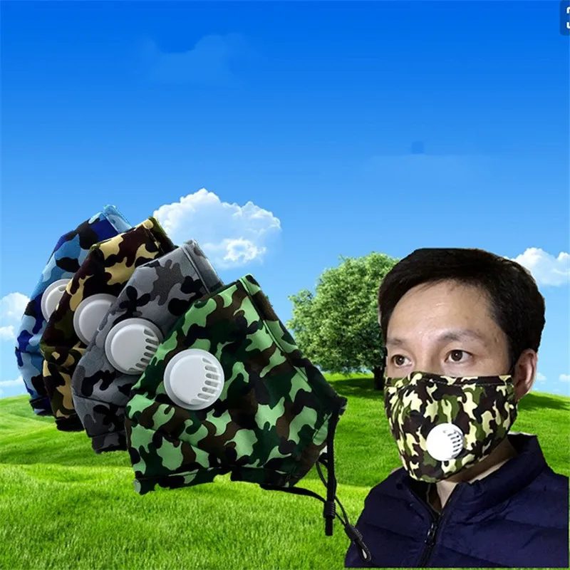

Anti Haze Mask Breath Valve Anti-dust Camouflage Mouth Mask Activated Carbon Respirator Warm Mask