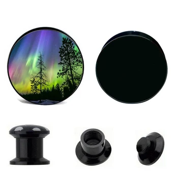 

Wholesale polar lights logo plug gauges acrylic screw ear plug flesh tunnel piercing body jewelry 4mm-25mm