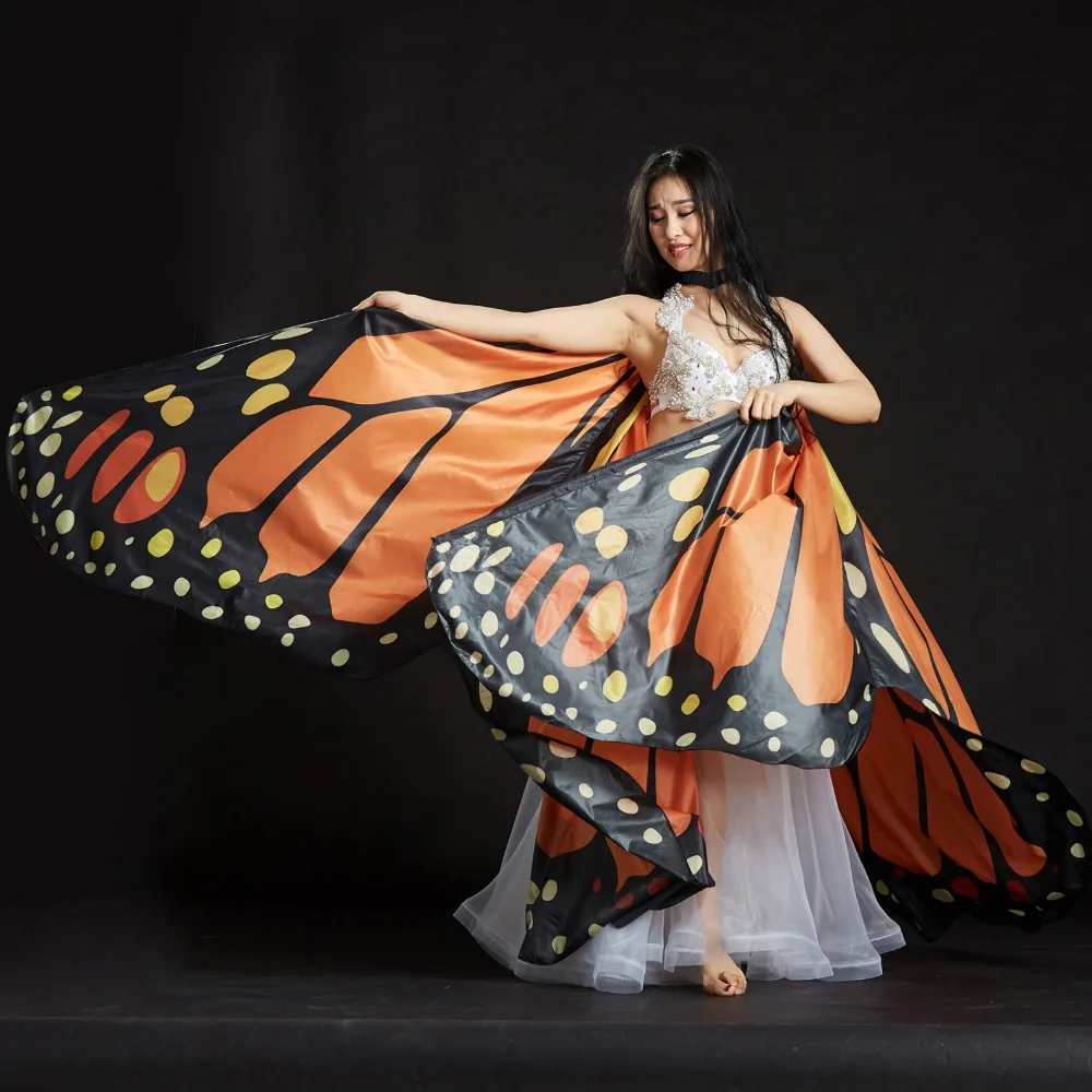 Бабочка танец живота костюм 360 Isis Крылья Египетский танец одежда женский плащ танец крыло феи крылья бабочки и палочки