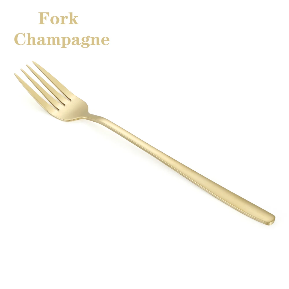 Champagne-Fork 1 шт. ложка с длинной ручкой из нержавеющей стали вилка для супа, мороженого, чайная ложка для кофе, посуда, столовые приборы, для кухни - Цвет: Champagne-Fork