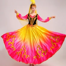 Новые уйгурские костюмы китайский народный танец костюм для танцев в Синьцзяне характерный танцевальный костюм пайетки для одежды