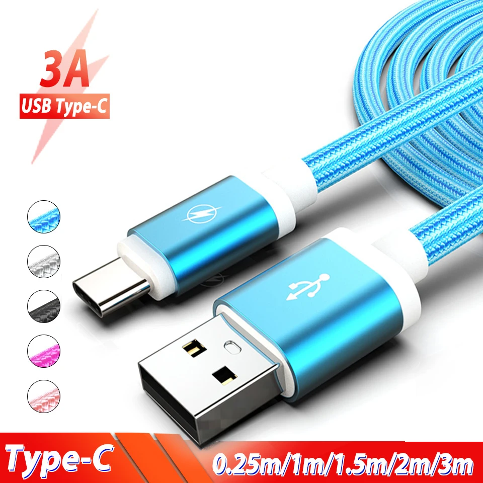 Кабель для зарядки телефона usb type C type-C зарядный плоский кабель Tipo C Usb кабель для android-устройств Fabel для Xiaomi 8 SE Lite Pro 6 6X 5X MAX 3