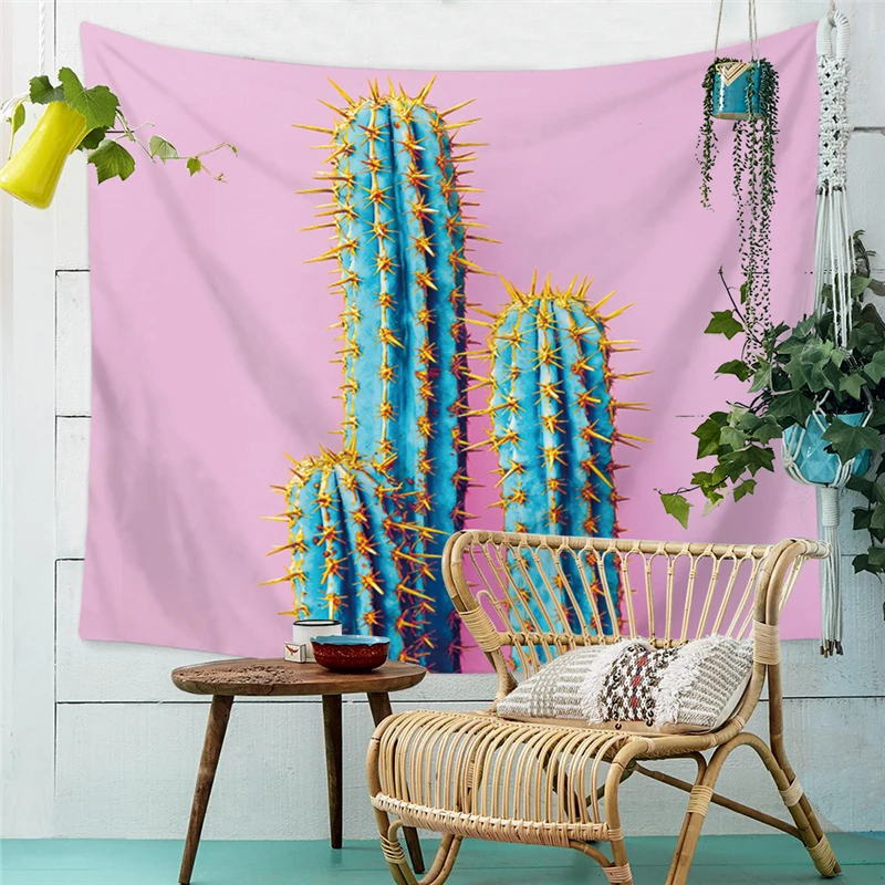 

Cactus Print Home Decor Rectangle Tapestry Wall Hanging Yoga Picnic Mat Tropical Plant Beach Towel Beach Cover Bohemian Blanket