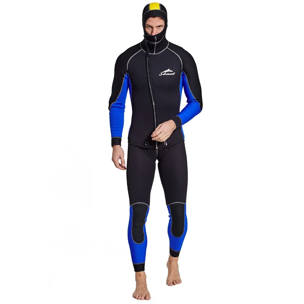 

Sbart Spearfishing Wetsuits Men's 3mm Premium Neoprene 2-Pieces Hooded Super Stretch Diving Suit Freediving Full Wet Suits