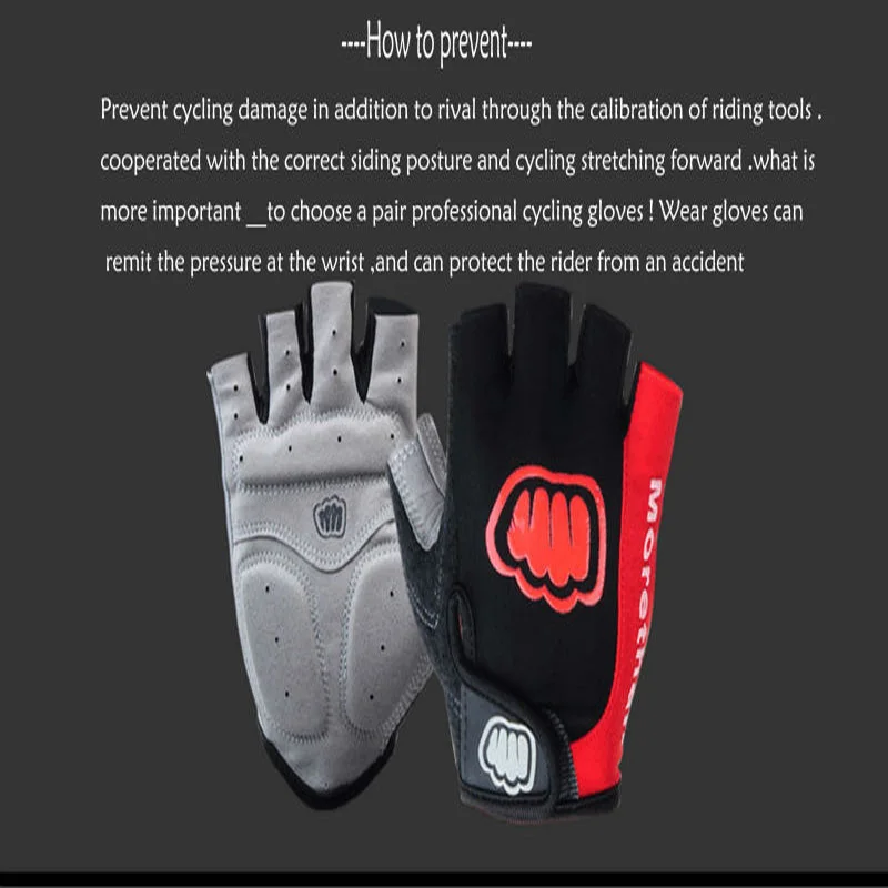 

Men washable Lycra silicone gel pad half finger mtb cycling gloves