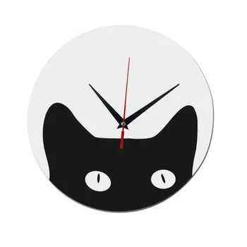 

top sale quartz wall clocks acrylic mirror watch modern cat horloge digital clock home decor Living Room stickers Single Face