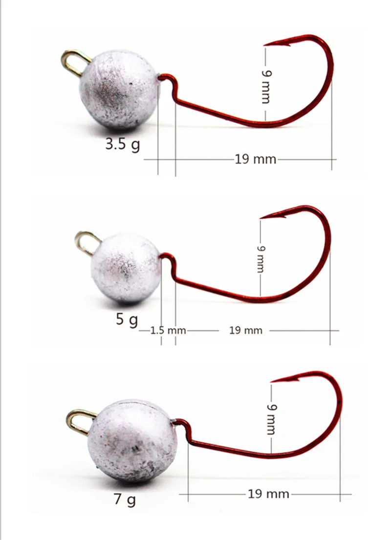 Рыболовный крючок 5 шт./лот 3,5 г 5 г 7 г 19 мм свинцовая головка кривошипный крючок джиг Крючки для рыбалки Мягкая приманка в виде червей рыболовные снасти аксессуары