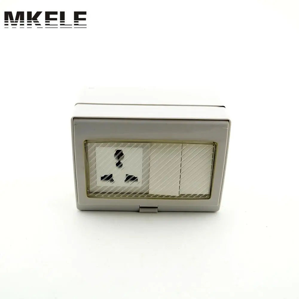 

MK-SBU2S useful hot sale 2 Gang waterproof push button on off wall switch socket 10A 250V,bathroom waterproof switch
