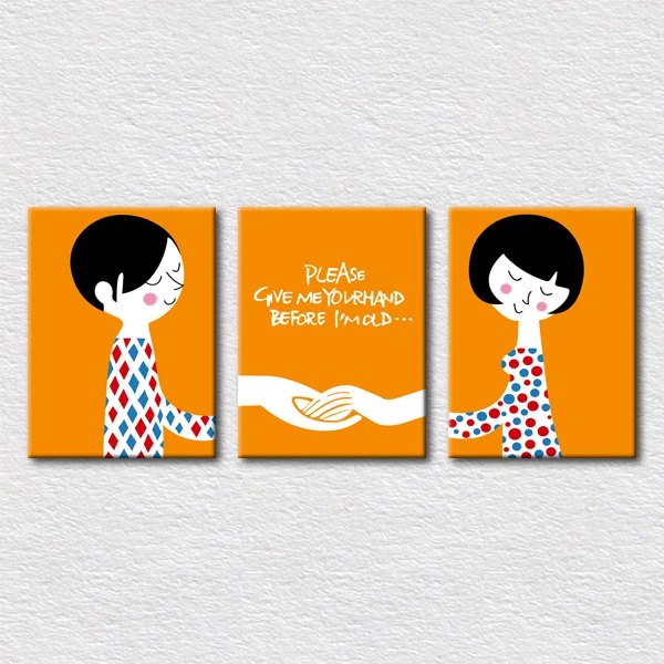 

Canvas printed designs love picture "please give me your hand before I'm old" Orange background picture wall painting