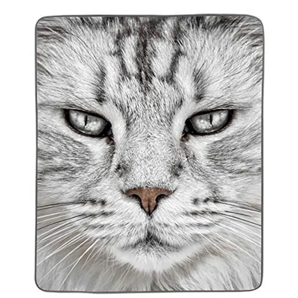 White Cat Close Up Pixel Blanket | Дом и сад