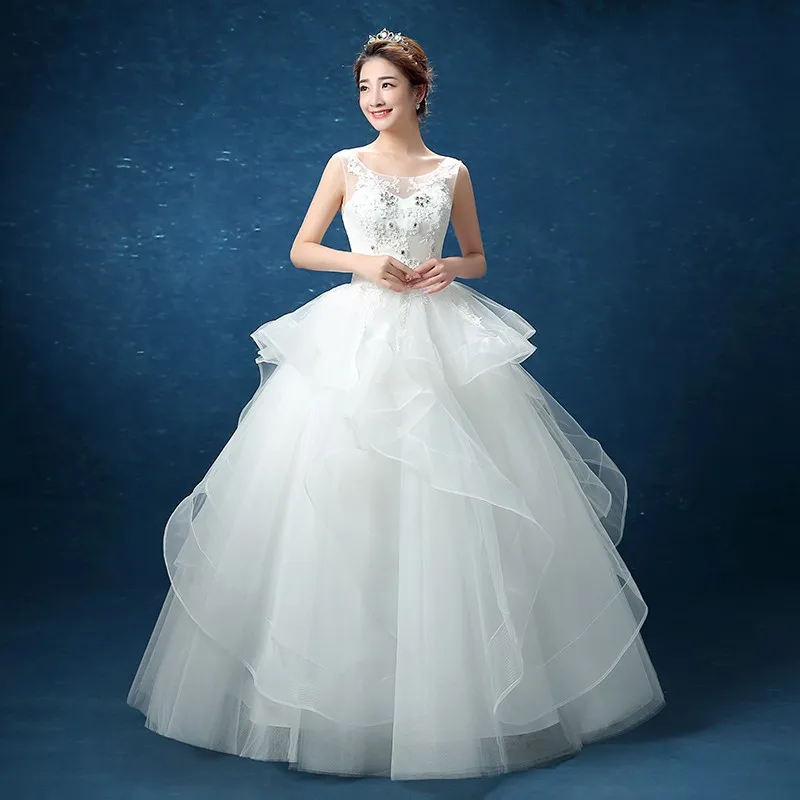 Real Photo Customized Wedding Dress 2017 New Korean O Neck ...