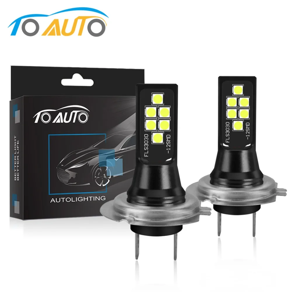 

2Pcs H7 LED Bulb Super Bright 1400lm 12 3030SMD Car Fog Lights 6000K White Driving Day Running Lamp Auto DC 12V 24V