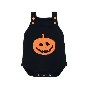 

Baby Boys Clothes Newborn Sleeveless Bodysuits Black Halloween Knitted Infantil Bebes Girls Onesie Autumn Sleeveless Kids Outfit