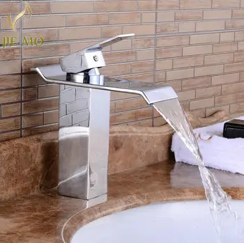 

Bathroom wide waterfall spout basin faucet chrome copper wash basin mixer hot and cold tap modern fashion mixer,faucet,tap H7972