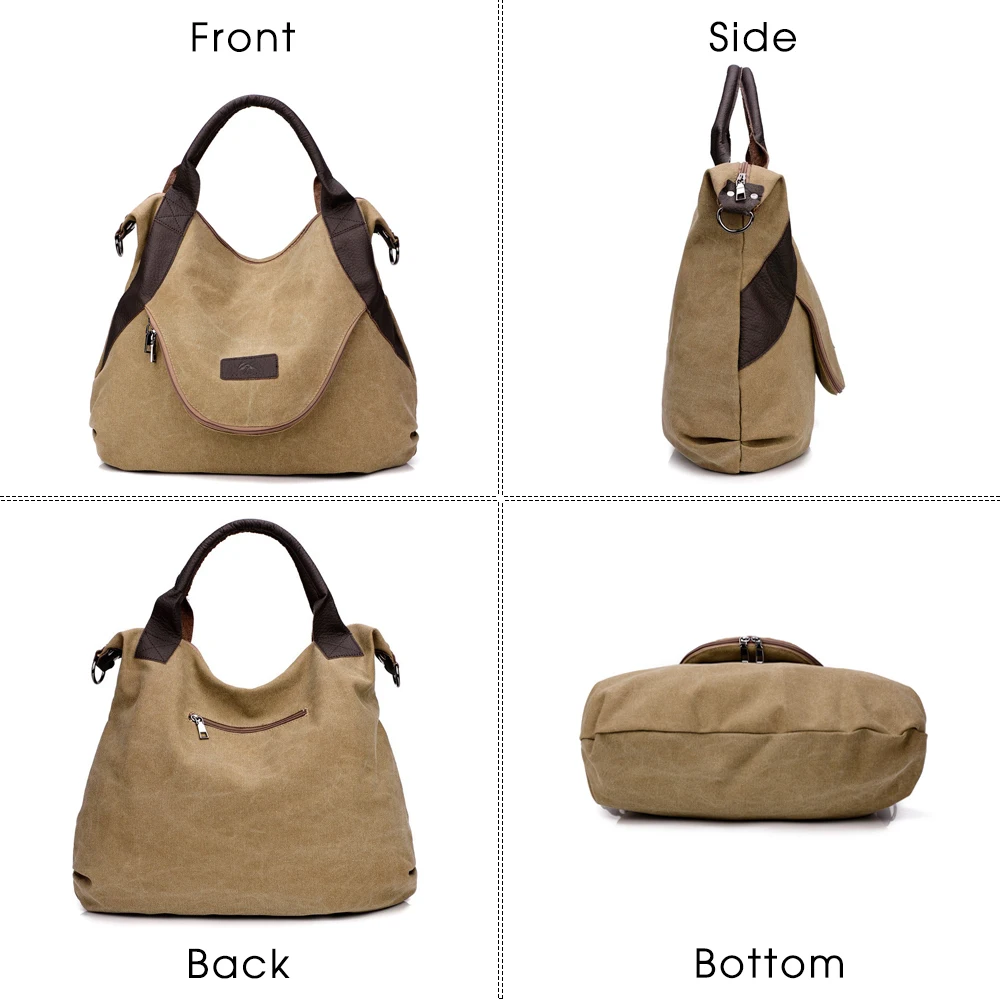 TTOU женские холщовые сумки высокого качества, женские вместительные Сумки на одно плечо, винтажные одноцветные сумки с несколькими карманами, женские сумки