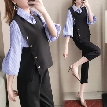 

Stylish 3 Piece Set Women Conjunto Feminino Year-old Female Costume Office Lady Ensemble Femme Survetement Women's Suit