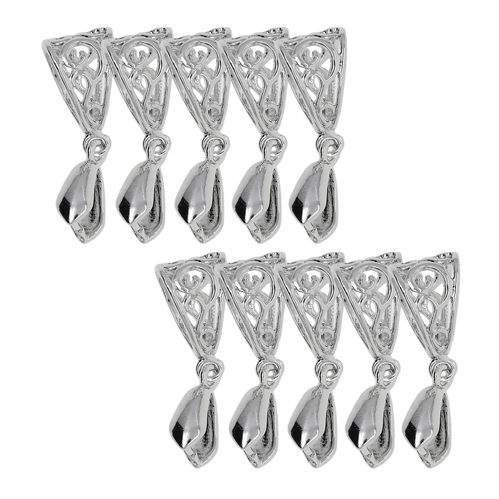 

10pcs Hollowed Pinch Pendant Bails DIY Accessories for Jewelry Making Bead Connectors Clips