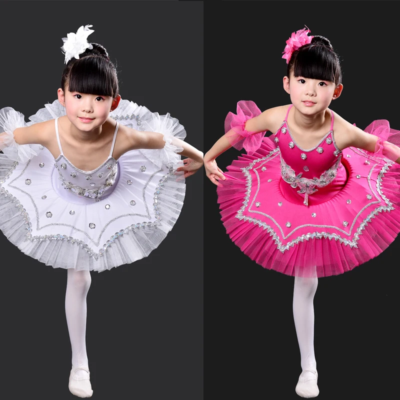 Дети Профессиональный Лебединое озеро платье для балета, танцев; костюмы для девочек; юбка с блестками балетная Танцы платье для бальных танцев, детям сцена танцевальная Костюмы
