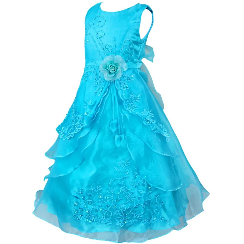 Детское вышитое платье с цветочным узором для девочек для праздничной вечеринки свадьбы платье подружки невесты вечернее платье платье на выпускной платье принцессы платья на официальное мероприятие длинное платье для детей 4-14 лет