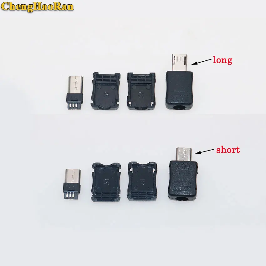 

ChengHaoRan 2PCS V8 Long / Short type DIY Micro USB Male Plug Connectors Kit Covers 5P Data Line Accessories Interface
