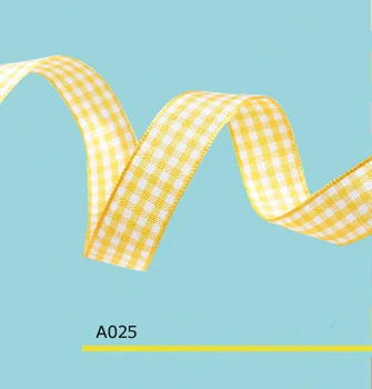 

0.5" Inch 12 mm or 1.2 mm yellow decorative plaid ribbons