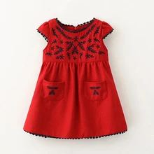 Весенне-осеннее платье для девочек Фланелевое платье принцессы с вышивкой для девочек Брендовые платья для девочек, детское школьное платье от 2 до 6 лет