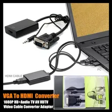 1 предмет в комплекте! новое поступление VGA к HDMI выход 1080P HD+ Аудио ТВ AV HDTV видео кабель конвертер адаптер, с розничной коробкой