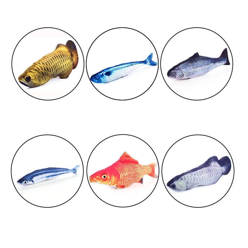 Cat Favor Catnip Toy Kitten Lifelike Fish Shape Scratching Toys Pet Plush Stuffed Interactive Plaything Pet Pillow Cushion D30