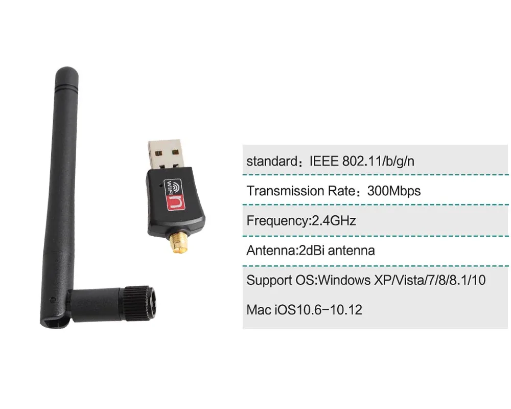 300 Мбит/с беспроводной Wi-Fi адаптер USB Wifi приемник 2,0 с 2dBi антенна Lan сетевая карта 802.11n/b/g для ПК компьютер настольный