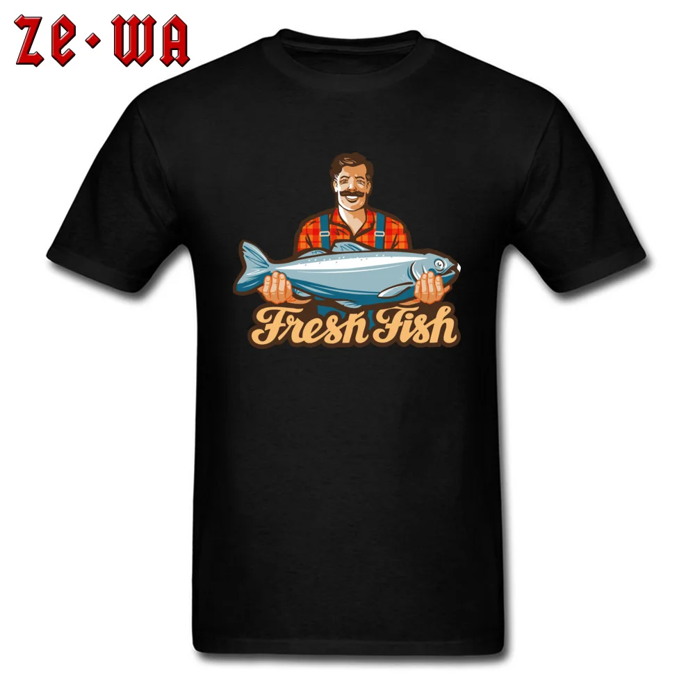 fish store design Tshirts Street Short Sleeve Family O Neck Pure Cotton Tops Shirts Design Tops & Tees for Men Summer fish store design black