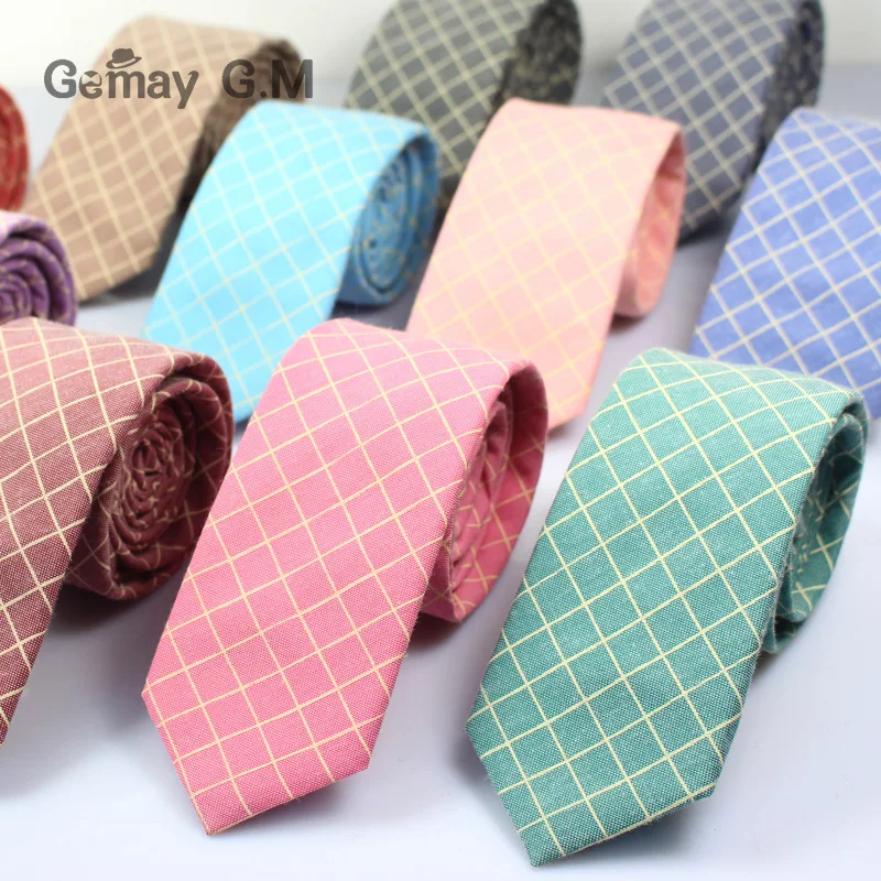 

New Fashion Cotton Ties For Men Casual Plaid Mens Necktie Gravatas Corbatas Slim Suits Vestidos Neckties Party Skinny Neck Tie