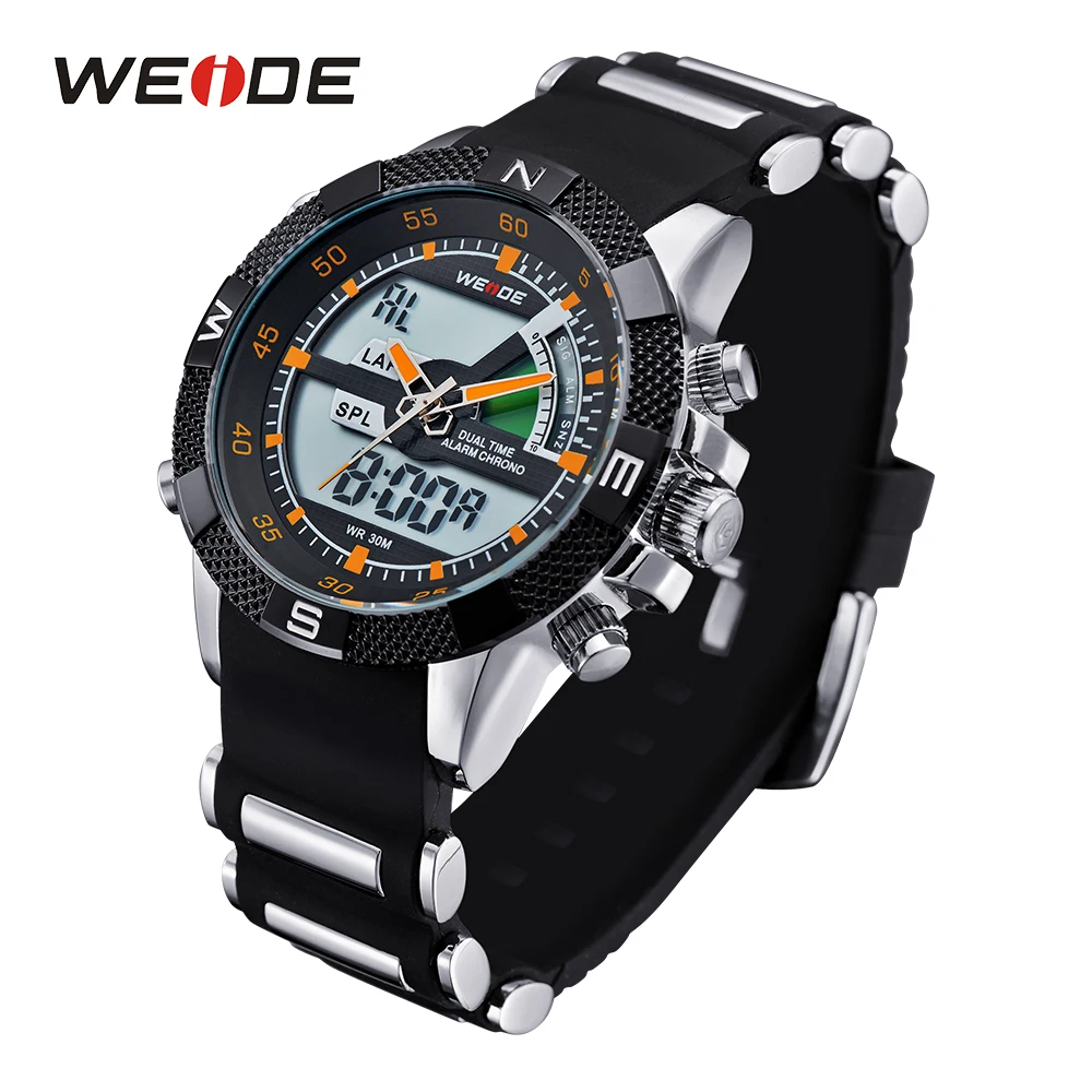 

WEIDE Sport Watch Men's Waterproof Back Light Stopwatch Quartz Analog Digital Luxury Wrist Watches reloj de hombre heren horloge