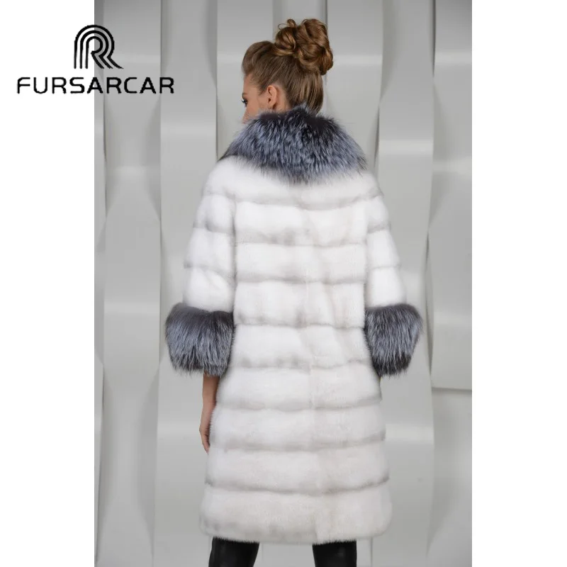 Женская Шуба из меха норки FURSARCAR шуба цельного с воротником Меха чернобурки и
