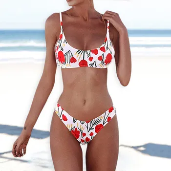 

High Waist Bikini 2020 Women Bandeau Bandage Bikini Set Push-Up Brazilian Swimwear Printing Beachwear Swimsuit Biquini Monokini