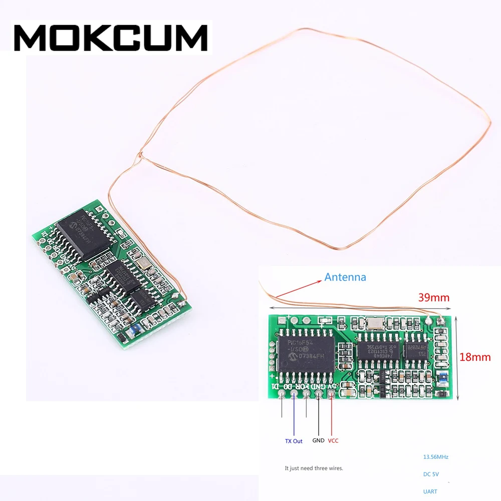 DC 5 в UART считыватель RFID беспроводной модуль Бесконтактный ISO14443A 13,56 МГц для карты Mifare