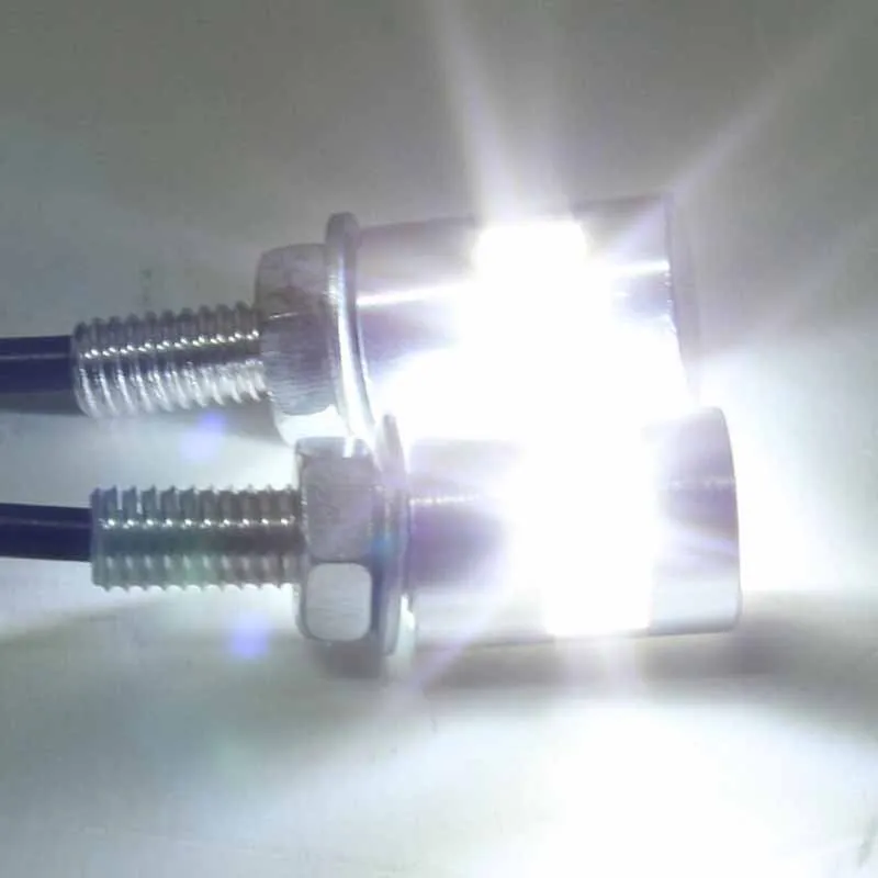 2pcs 12V LED Auto Motorcycle Car License Plate Screw Bolt Light Tail Number Plate Lamp White Super Bright Bulbs