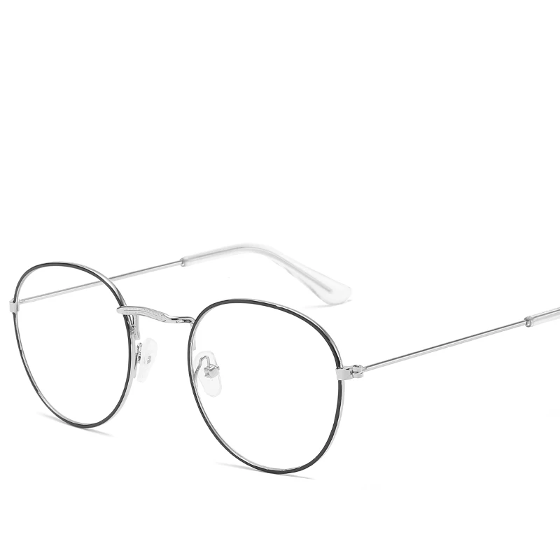 

New Metal Side Frame Glasses Round Flat Mirror Sunglasses Women Eyeglass Frames Eye for 2019
