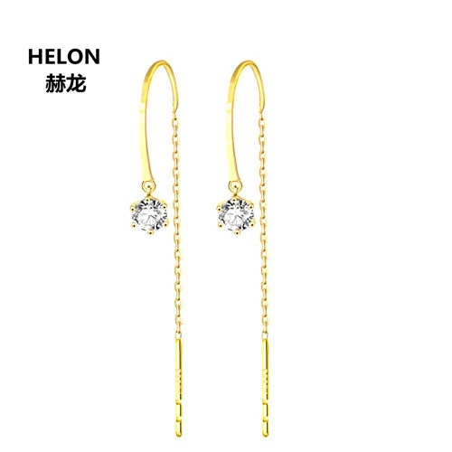 

Solid 18k Yellow Gold Natural Diamonds Drop Earrings for Women Engagement Wedding Fine Earrings