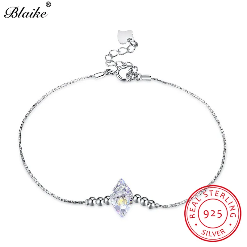Женский браслет из стерлингового серебра 925 пробы Blaike 100% цельный геометрия