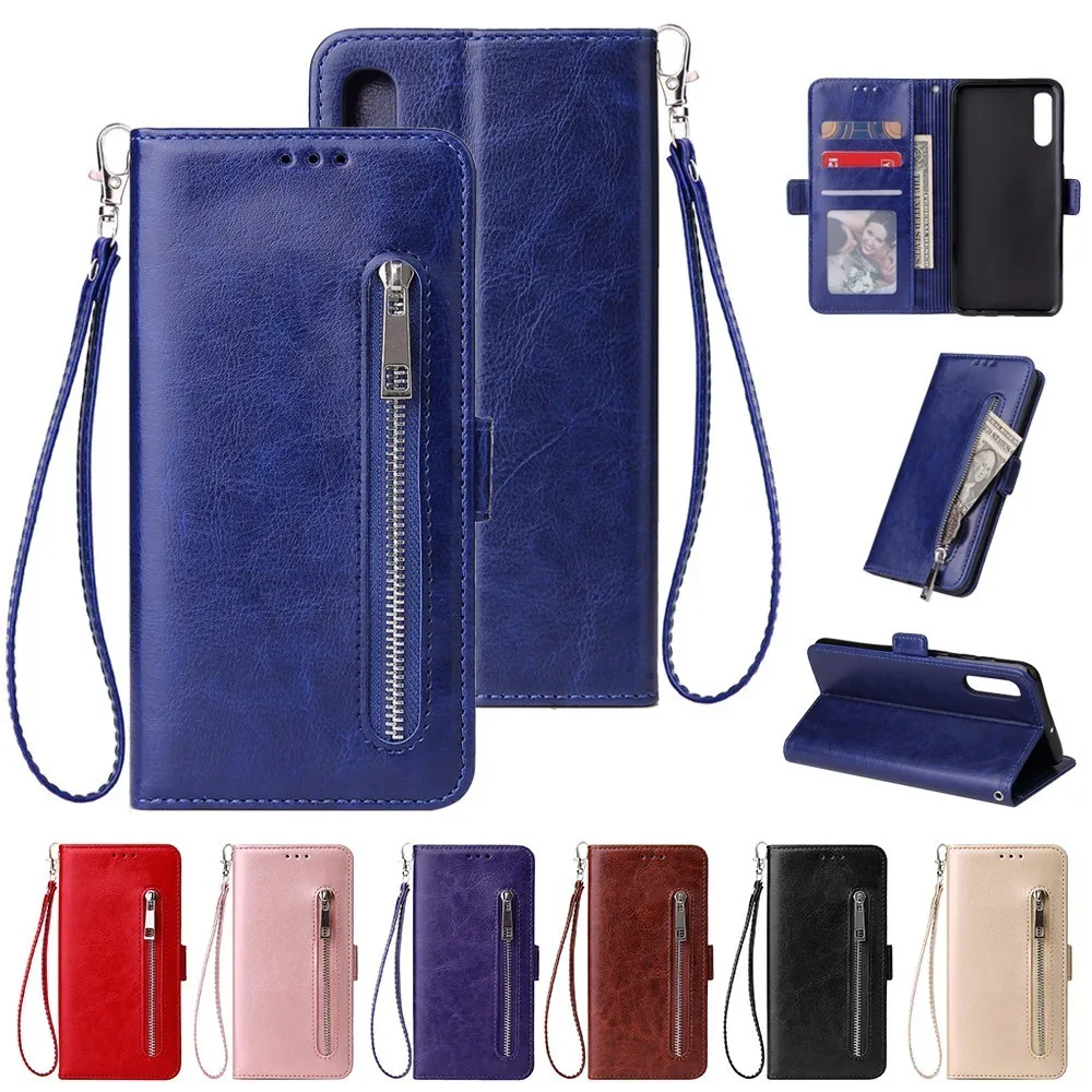 

Leather Case For Samsung Galaxy A10 A20 A30 A40 A50 A70 M10 M20 M30 Zipper Card Holder Wallet Photo Frame Back Cover Capa