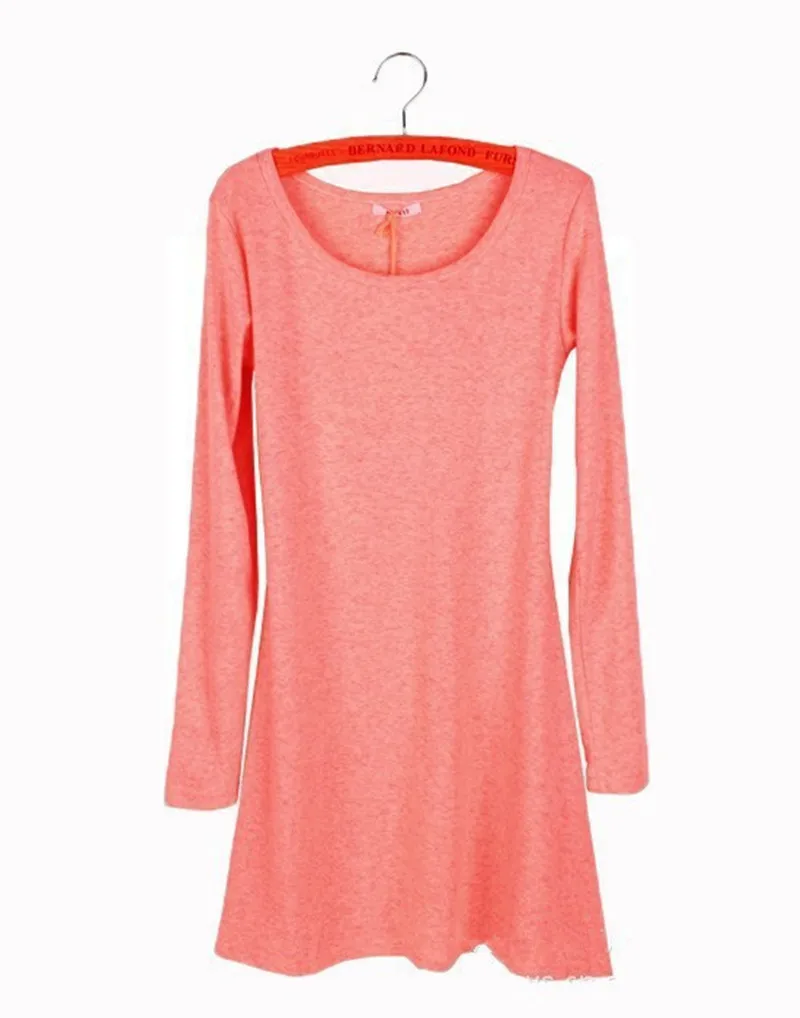 Women's Seasonal Cotton Woolen O-Neck Long Sleeve Dress - Spring, Autumn, Winter Fashion Clothing image 6