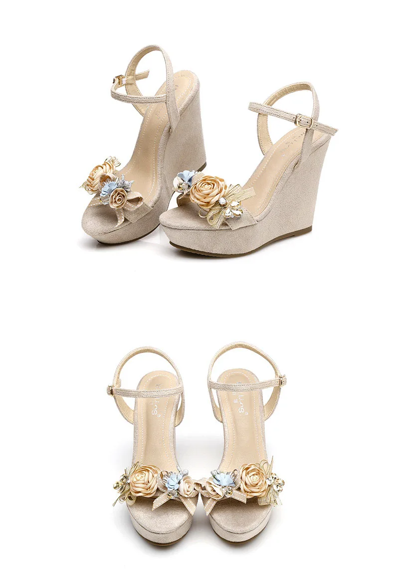 32_2019 Summer New Elegant Fashion High Heel Wedges Sandals Small Size Female Pink White Peep Toe Wedding Shoes