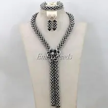 Нигерийские Свадебные хрустальные бусины комплект ювелирных изделий новинка для африканского свадебного костюма ожерелье бижутерия с бусинками Набор ALJ038
