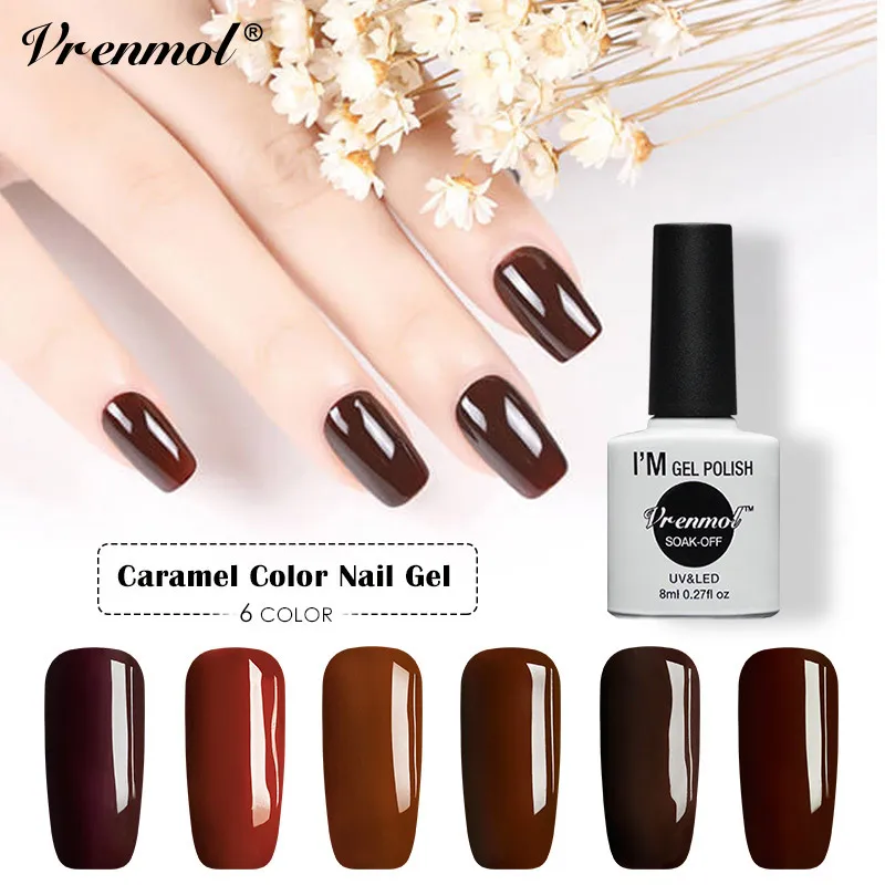

Vrenmol Caramel Nail Polish Fremch Manicure Lacquer Hybrid Nail Art UV Gel Varnish Acryl Gel Gellak Need Top Base Coat Primer