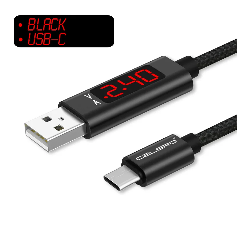 СВЕТОДИОДНЫЙ цифровой дисплей USB кабель type-C Micro Usb быстрая зарядка 3,0 кабель 8 Pin для Asus Zenfone Leeco Le 2 Oukitel Doogee Leagoo - Тип штекера: Black USB-C