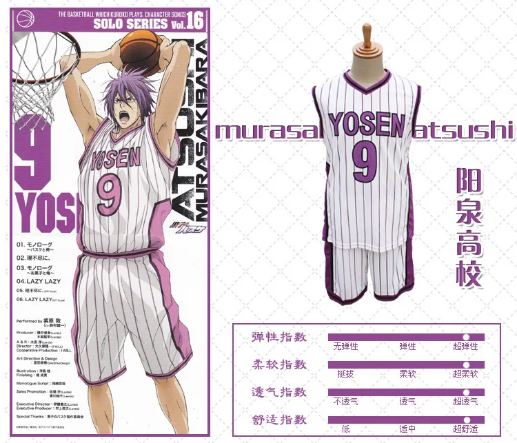 1 комплект KUROKO'S Корзина мяч Kuroko no Basuke Косплей Yosen школа #9 мурасакибара atсуши